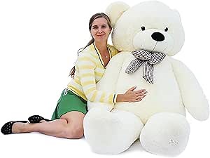 Joyfay Giant Teddy Bear, White- Over 6ft (78")
