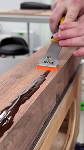 This is the easiest way to remove excess epoxy when filling cracks! After it's fully cured I heated it up with a heat gun for a few seconds and it scrapes right off leaving you with very little left to sand off! **How do you remove excess epoxy from your pieces? - - - - - - - #TeamTOOLSTODAY - - - - - - - #toolstoday #wood #woodworking #carpentry #carpenter #satisfying #woodworkersofinstagram | Toolstoday Router Bits and Saw Blades