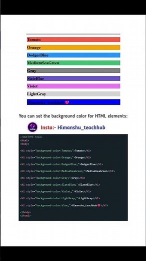 Set background color in HTML 🎨 Learn to style your page easily! 💻✨ #html #css #webdev #coding