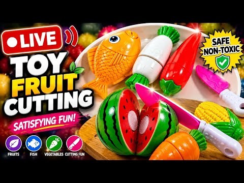 🔴 LIVE Toy Fruit Cutting Fun 🍉 | Satisfying Toy Cutting Game for Kids | Fruits, Fish & Vegetables