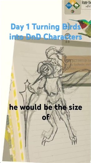 Day 1 Of Turning Birds into DnD Characters | The Ruby Throated Humming Bird #art #dnd #birds #shorts