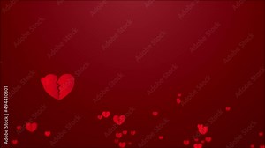 Broken heart animation slowly floats on a green screen. broken heart floats on chroma key background. Used at Valentine's Day festival.