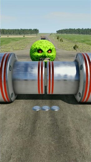 Long Colourful Capsule Buses vs Hydraulic Crush - BeamNG.drive
