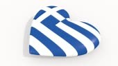 Heart in colors and symbols of Greece on white background, loop