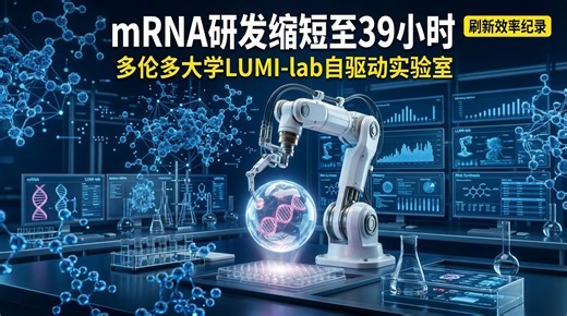 多伦多大学打造AI自驱动实验室：LUMI-lab将mRNA载体研发周期缩短至39小时