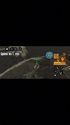 Spino vs T. rex:Credz to monkey playz for the idea #trex #spinosaurus #dinosaurlife #roblox ￼