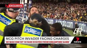 2.1K views · 11 reactions | A 36-year-old Queensland man was injured in a glassing attack at the MCG last night with the accused thug still on the run. Police were kept busy all game forced to evict ten people including this pitch invader. 7NEWS at 6pm | More local news: www.7news.com.au/news/vic #7NEWS | 7NEWS Melbourne | Facebook