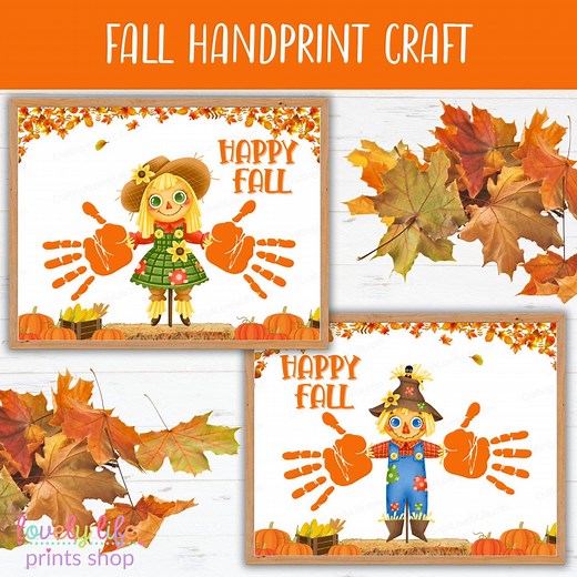 Printable Fall Scarecrow Handprint Art | Autumn Handprint Painting Template for Kids | DIY Thanksgiving Keepsake Craft Activity - Etsy