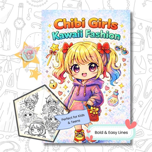 Chibi Girls Fashion Coloring Book, 25 Kawaii Outfit Pages for Kids and Teens, Printable PDF - Etsy