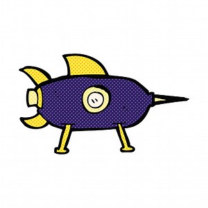Comic comic space rocket