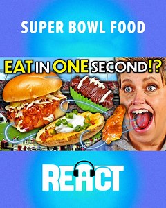 3.3K reactions · 136 shares | We tried to eat Super Bowl snacks in one second! #superbowl #snacks #food | People Vs Food By React | Facebook