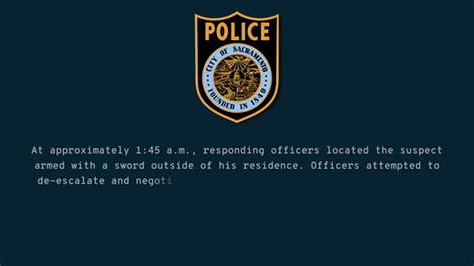 To provide information quickly to our community, the Sacramento Police Department is releasing pertinent audio and video files from the July 14th officer-involved shooting that occurred near the 3100 block of Occidental Drive. This content is comprised of one narrated video. The video begins with Sacramento Police Officers responding to a call for service of a suspect saying that he was armed with a sword and trying to kill his friend and concludes with officers rendering emergency medical aid. 