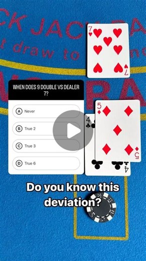 Advantage Blackjack Players on Instagram: "9 doubles vs. dealer 7 at a true 3 or higher ♠️ FOLLOW @blackjackadvisors ♣️❤️ There are 4 steps you have to master in order to become an advantage blackjack player ♠️ 1. Basic Strategy 2. Hi-lo counting 3. True Count Conversion 4. Deviations Want to master your blackjack skills? DM us “ready” for a link to the exact course out counters use #BlackjackMastery #CardCounting #advantageplayer #casino #beattheodds #blackjack #lasvegas #gambling #poker #casin