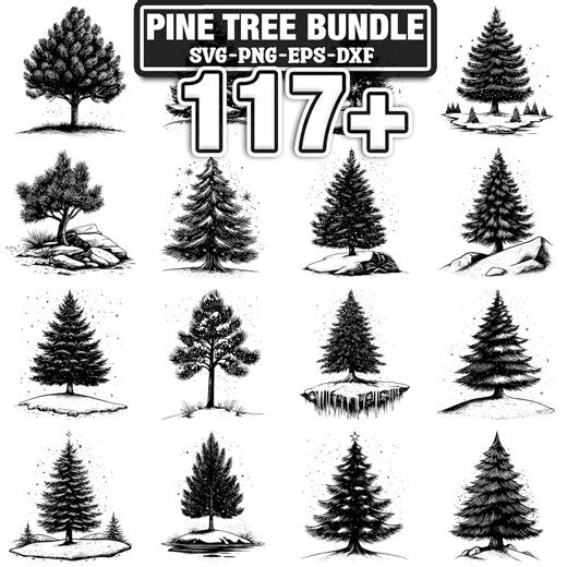 117  Pine Tree Svg, Png, Dxf, Eps Designs Bundle | Instant Digital Download - Etsy