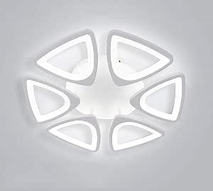 Ganeed LED Ceiling Light,36W 6 Heads Modern Flush Mount Ceiling Chandelier,Acrylic Panel Close to Ceiling Lighting Lamp for Living Room, Hallway, Bedroom, Foyer(6500K/Cool White)