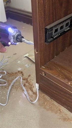 💡 smart cabinet led strip install with touch switch #woodworking #diy #cabinet #tools