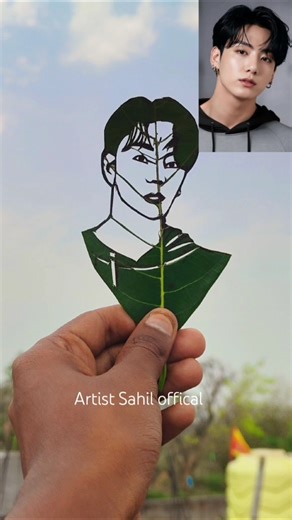 So Cute Jungkook leaf drawing 😱🌿#shorts #jungkook #art #bts #jk #btsarmy
