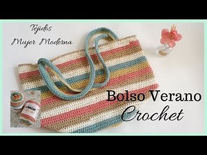 BOLSO DE VERANO TIPO TOTE // Crochet // Caron Cotton cake
