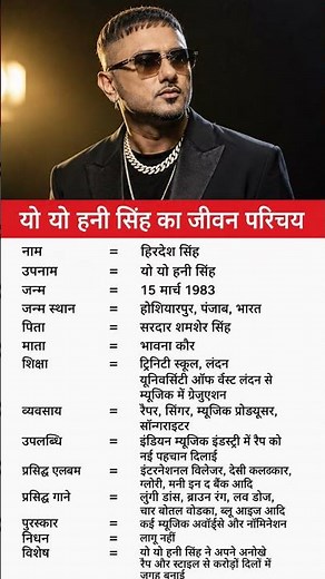 Honey singh biography #हनी सिंह का जीवन परिचय #yo yo honey singh #honeysingh #शॉर्ट