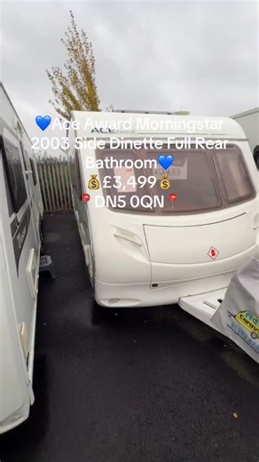 Adwick Caravans on Instagram: "🖤💙Ace Award Morningstar Side Dinette Full Rear Bathroom💙🖤 💰£3,499💰 Key features: ⭐️Front Seating Converts To Double Bed ⭐️Kitchen Area With Fitted Microwave ⭐️Side Bunk Beds ⭐️End Bathroom With Separate Shower ⭐️Blow Air Heating System Specification: ✅4 Berth ✅Single Axle ✅Front Seating Converts To Double ✅Free Standing Table Included ✅Kitchen Area ✅Sink With Removable Drainer ✅X3 Gas Hob Rings ✅X1 Electric Hob Ring ✅Oven & Grill ✅Fridge/Freezer ✅T.V Point ✅T
