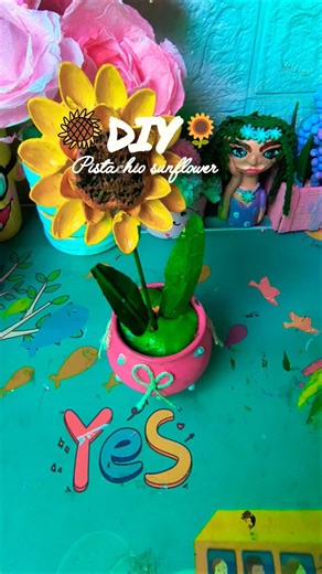Diy pistachio sunflower 🌻🌻✨🌺#handmade #diy #shorts #pistachioshellcraft
