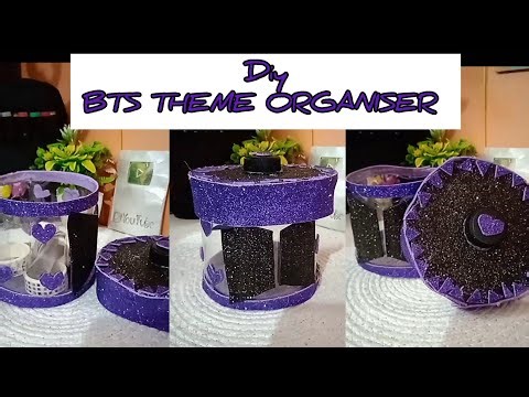 DIY BTS THEME ORGANISER 💜 #bts #artandcraft #handmade #btscrafts #youtubeindia #diyorganizers