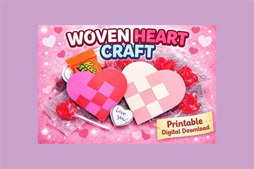 Woven Paper Heart Craft Printable | Valentine Activity Sunday School & Homeschool | Digital Download - Etsy