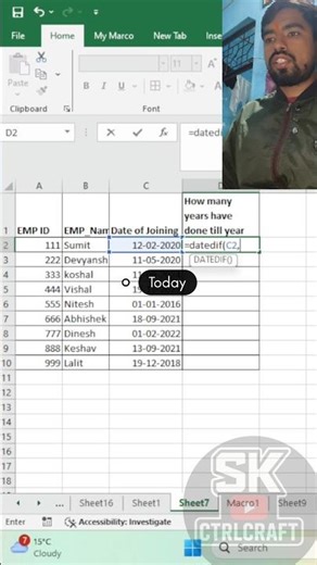 🗓️ Excel Date Difference in seconds | DATEDIF + TODAY