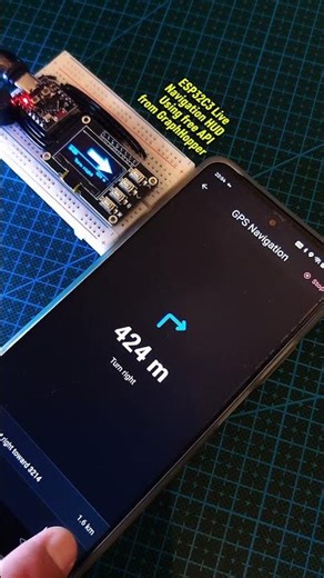 Autonomous Navigation HUD in action! Using free API from GraphHopper! #NavigationHUD #ESP32C3