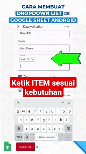 Membuat Drop Down List Lewat Android Part 1 #googlesheets #exceltutorial #shorts