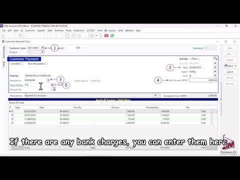 SQL Account - Record Payment Received from Customer (Customer Payment)