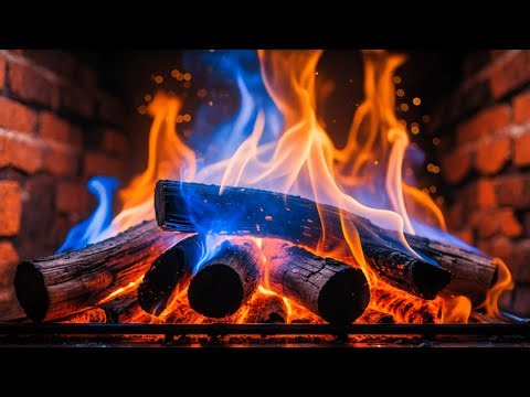 🔥 Color-Changing Fireplace Ambience with Blue and Orange Flames and Burning Logs