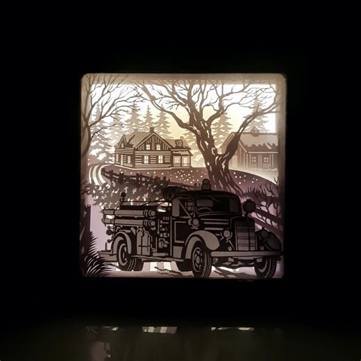 Fire Truck Christmas Shadow Box: 3D Layered SVG (digital Files) - Etsy