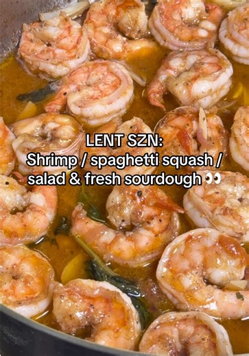 Sautéed Shrimp Over Spaghetti Squash for Lent