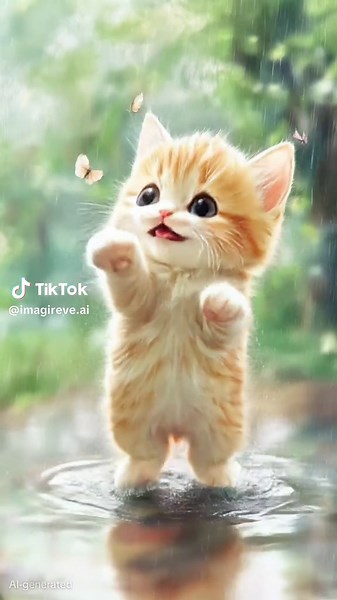 Live Wallpaper 4K: Anime Kitten in Rainfall
