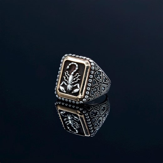 Men’s Scorpion Ring, Sterling Silver and Gold Plated Statement Ring, Handmade Zodiac Scorpio Jewelry, Gift for Him, Scorpion Costume - Etsy