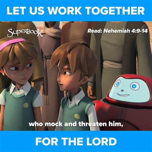 6.9K views · 650 reactions | Nehemiah led and encouraged the Israelites to work together in guarding the wall of Jerusalem. ☝ Join us in sharing God's Word with more families and children! Become a Superbook Partner today. Tap here: https://go.cbn.com/uf1Ey | Superbook | Facebook