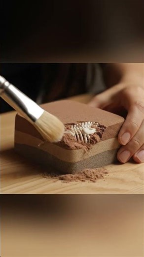 ASMR: Excavating a Dinosaur Fossil from Sand 🦕 #Satisfying #ASMR #AI