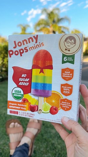 JonnyPops on Instagram: "Made with 100% juice? No sugar added? INTRODUCING... Organic Rainbow Superpower Minis 🤩🤩🤩​ These pops take our original Organic Rainbow Fruit Stacks pop and give it SUPERPOWERS! 🦸‍♂️ What makes this pop so awesome?​ 🌈 Made with 100% Juice!​ 🌈 No sugar added!​ 🌈 A good source of Vitamin C!​ 🌈 Organic & no artificial dyes!​ 🌈 Every layer a different flavor: Cherry, Orange, Lemon, Lime, Blue Raspberry & Grape!​ 🌈 Available at @wholefoods NOW!​ Find this pop today