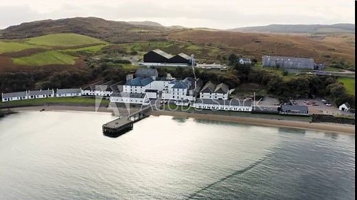 Whisky Distillery Aerial Bunnahabhain from Sound of Islay