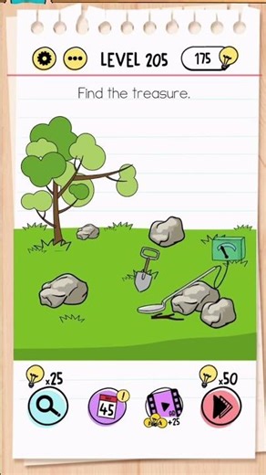 Brain Test Level 205 Answer | Find the treasure