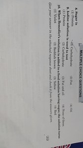 MULTIPLE CHOICE QUESTIONSSugar is(1) Protein(2) Carbohydrate... | Filo