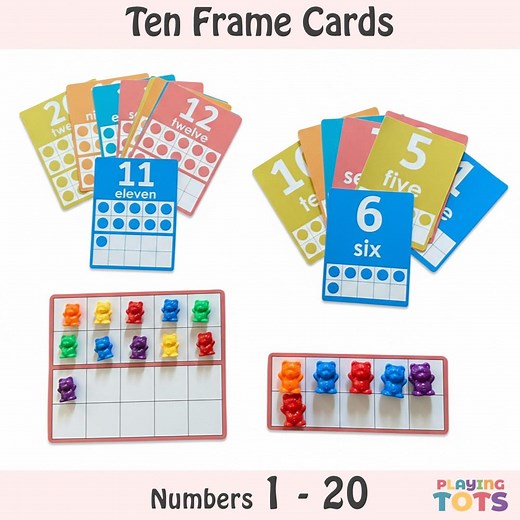 Ten Frames Flash Cards Printable, Ten Frame Math, Learn to Count, Counting Activity, 10 Frame Montessori, 10 Frames Activity, Ten Frame Card - Etsy