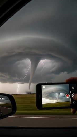 🌪️ INCREDIBLE mobile phone footage captures the exact moment an F5 tornado forms from a massive supercell generated by AI.This raw, unfiltered storm chaser perspective shows the terrifying physics of 300 mph rotational winds and demonstrates how atmospheric vortex dynamics create nature's most destructive force. ⚡ FUSION KINETICS BREAKDOWN: This simulation showcases perfect angular momentum conservation as the mesocyclone tightens into a deadly vortex. When atmospheric rotation accelerates from