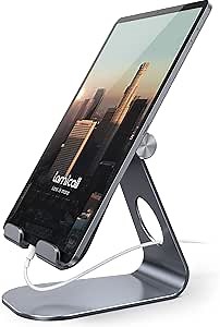 Lamicall Tablet Stand Adjustable, Tablet Stand : Desktop Stand Holder Gifts Suitable to New iPad 2017 Pro 9.7, 10.5, Air Mini 2 3 4, Kindle, Nexus, Accessories, Tab, E-Reader, (4-13 inch) - Gray