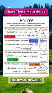 405K views · 2.8K reactions | Volume Formula Math Notes | Math Notes | Facebook
