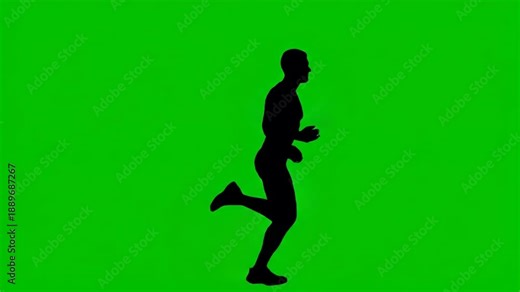 Silhouette of a man in motion, running against a vibrant green background (4)