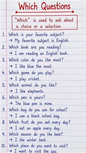 Which Questions | English WH Questions | Easy Homework Help