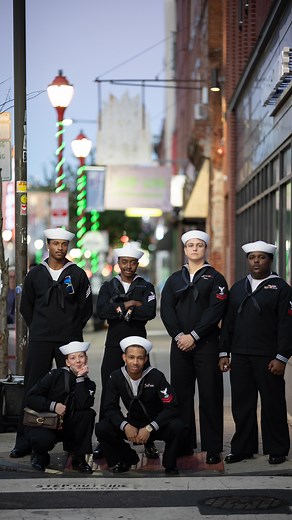 Sami Aziz on Instagram: "@usnavy takes south street 🚢 Philadelphia photographer South Street Sam takes a portrait of a group of US Navy sailors, as they pass through the city for a naval parade celebrating their 250th anniversary. Song “Like a Sailor” by Gigi Perez (Instrumental) #streetphotography #philly #streetphotographer #sailor #usnavy"