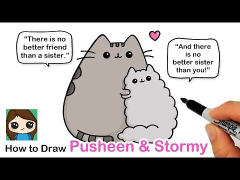How to Draw Pusheen and Stormy ❤️Best Friends Hugging